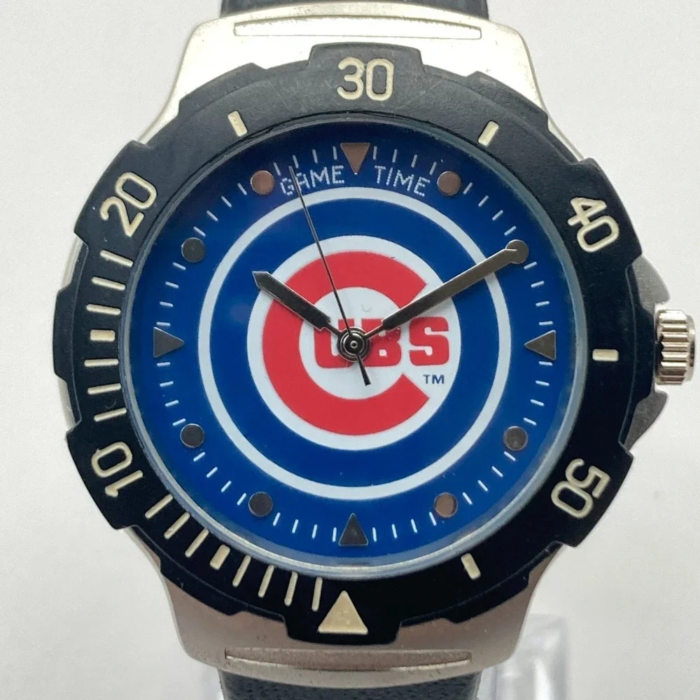 Chicago Cubs Men's Watch MLB Game Time 38mm Rotating Bezel New Battery 8.5